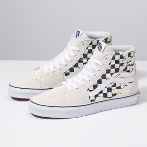 Vans Bayan Spor Ayakkabı Checker Flame Sk8-Hi Beyaz | 42395-604